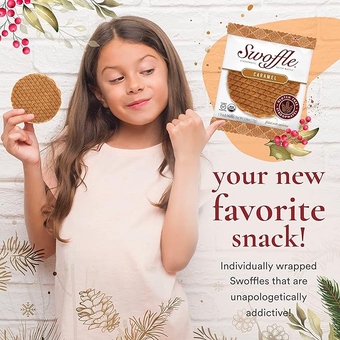Gluten Free Organic Stroopwafels by Swoffle - Caramel Filled | (4) 1.16oz Wafers | non-GMO, Wheat