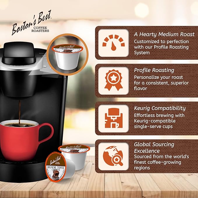 Boston’s Best - Brownie Toffee Flavored Delicious Gourmet Coffee Compatible with Keurig Coffee