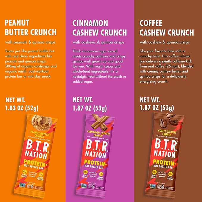 B.T.R. Nation Vegan Keto Plant Based Protein & Fiber Bars - High Protein (Sampler Pack) | (9 Pack)