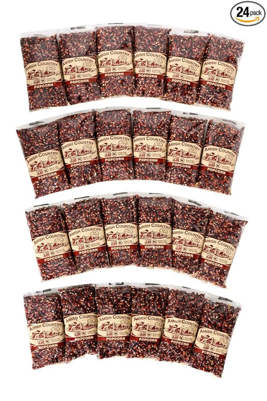 Amish Country Popcorn | 24-4 Oz Bags - Red Popcorn Kernels | Old Fashioned, Non-GMO and Gluten Free
