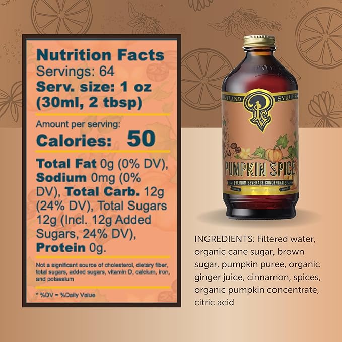 Portland Syrups Pumpkin Spice - Drink Mix for Exceptional Cocktails, Sugar Syrup for Drinks, Simple