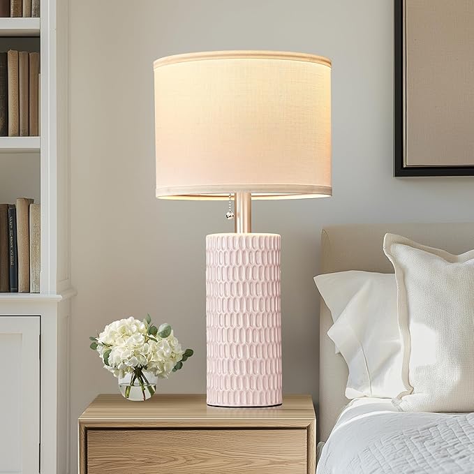 Table Lamps for Living Room Set of 2, Ceramic Table Lamps for Bedroom, 20" Modern Lamps for Night