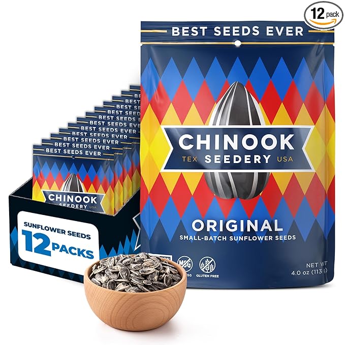 Chinook Seedery Roasted Jumbo Sunflower Seeds - Keto Snacks, Gluten-Free, Non-GMO, Original Flavor