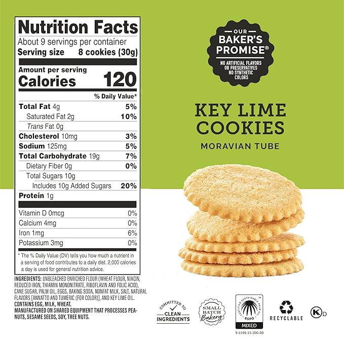 Dewey's Bakery Meyer Lemon & Key Lime Moravian Style Thin Cookies Variety Pack, Bakery Fresh with