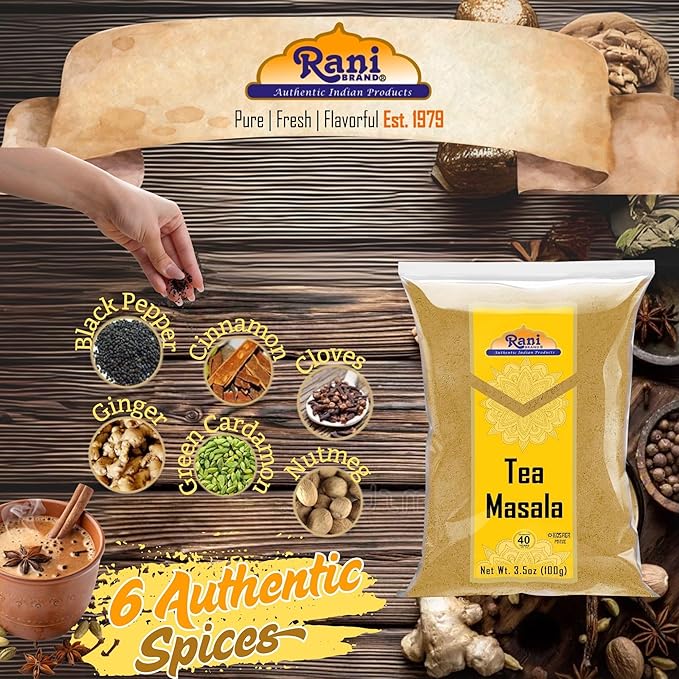 Rani Tea (Chai) Masala Indian Spice Blend 3.5oz (100g) ~ All Natural | Vegan | Gluten Friendly |