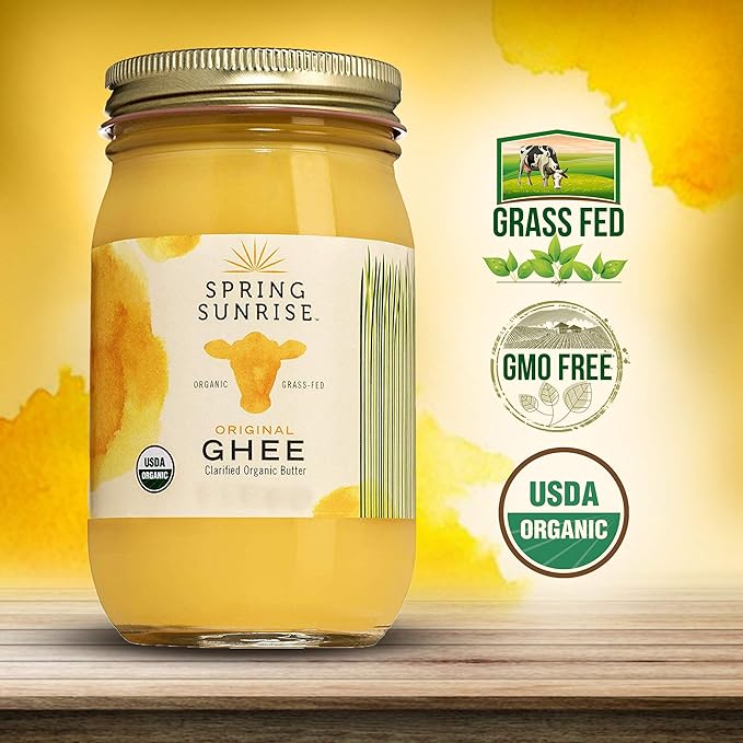 Spring Sunrise Grass Fed Organic Ghee - USDA Certified Clarified Butter - Keto & Paleo Friendly