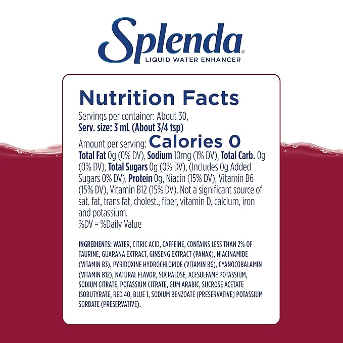 SPLENDA Energy Liquid Water Enhancer Drops, Sugar Free, Zero Calorie, Natural Flavor, Concentrated
