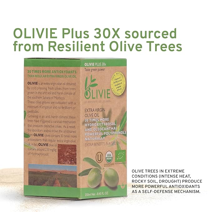 Organic High Polyphenol Rich Extra Virgin Olive Oil OLIVIE PLUS 30X | Moroccan Desert Olive Oil |