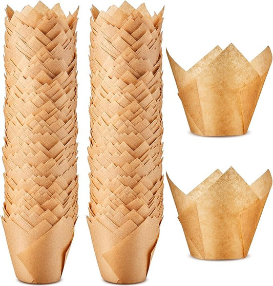 300 Pcs Jumbo Muffin Liners for Baking 2-1/4" x 4" Large Tulip Cupcake Liners Greaseproof Cupcake