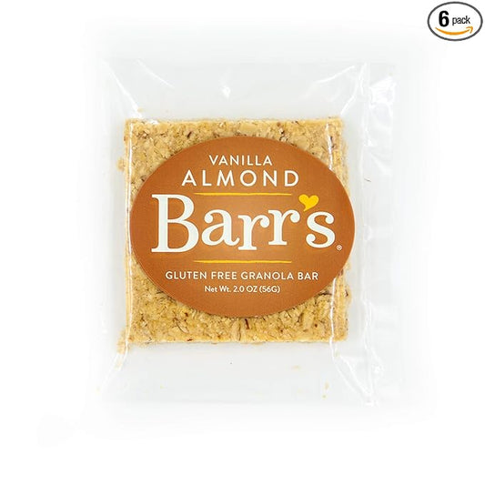 Mrs. Barr’s Natural Foods Granola Bars | Vanilla Almond | Certified Organic Gluten Free Oats | Soft