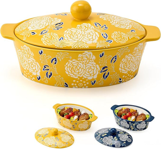 Ceramic Casserole Dish With Lid, Casserole Dishes for Oven, Baking Dish Lasagna Pans For Cooking