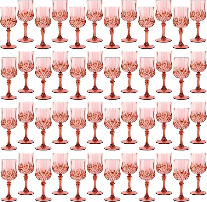 Plastic Wine Glasses，Plastic Goblets Vintage Style Cordial Drinking Glasses for Wedding Reception