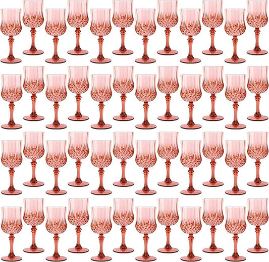 Plastic Wine Glasses，Plastic Goblets Vintage Style Cordial Drinking Glasses for Wedding Reception