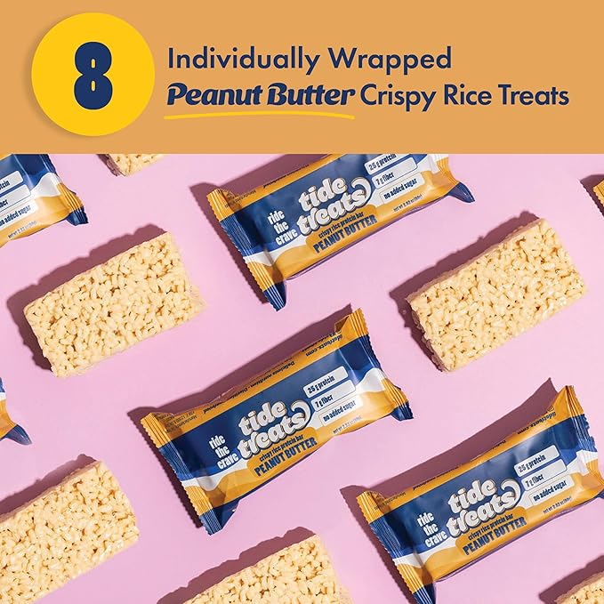 Crispy Rice Protein Treat Peanut Butter Bar | 25 g Protein, No Added Sugar, 7 g Fiber, Gluten Free