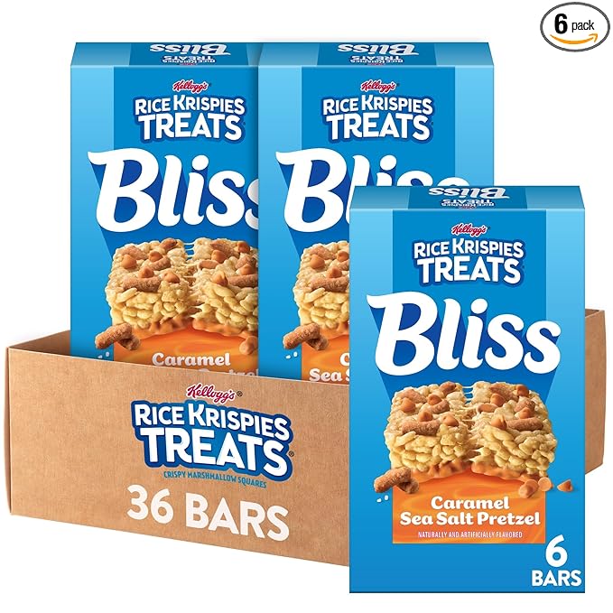 Rice Krispies Treats Bliss Crispy Marshmallow Squares, Snack Bars, Caramel Sea Salt Pretzel (6