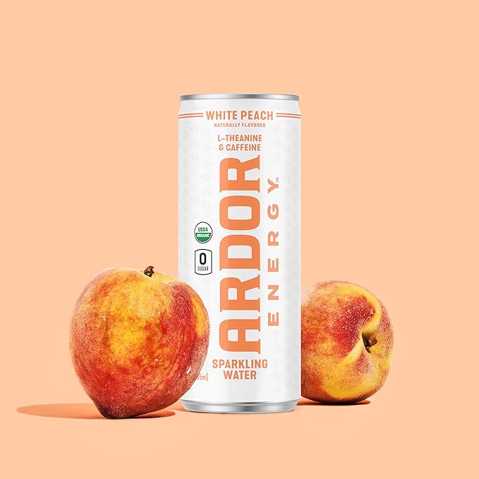 ARDOR ENERGY Sparkling Water with 100mg Natural Caffeine & 200mg L-Theanine from Organic Green Tea