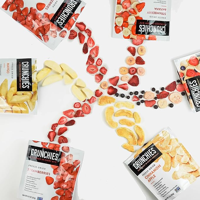 Crunchies Freeze-Dried Fruits, 100% All Natural Crispy Fruit, Non GMO and Kosher, Resealable Freeze