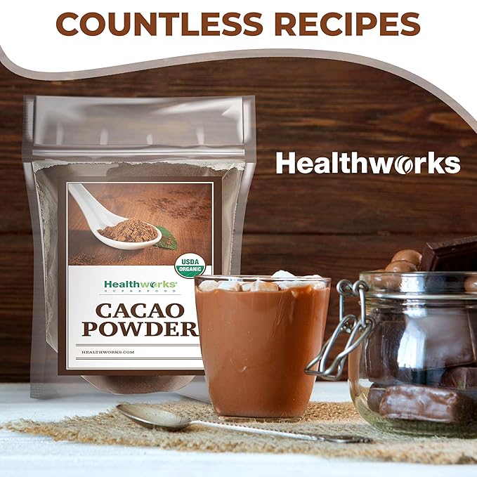 Healthworks Superfoods Organic Cacao Powder - 16 Oz / 1 Lb - Cocoa Chocolate Substitute - Rich