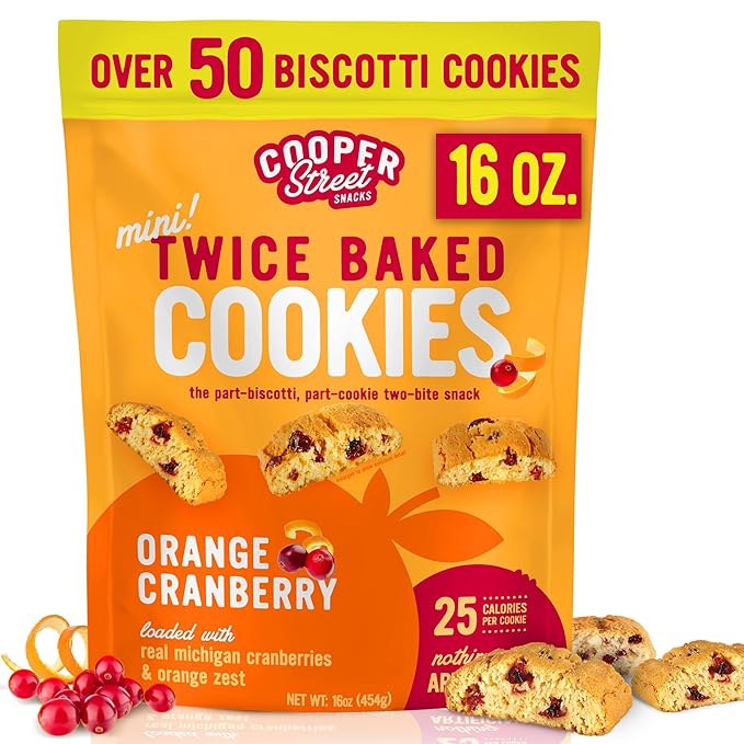 Cooper Street Twice-Baked Orange Cranberry Biscotti Cookies (16 oz) ??Over 50 Biscotti per Bag