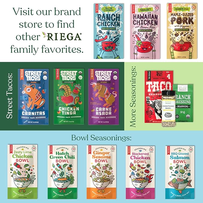 Riega Organic Taco Seasoning, Perfect Tex Mex Spice Mix for Taco Tuesday and Chili 0.9 Ounce (Pack