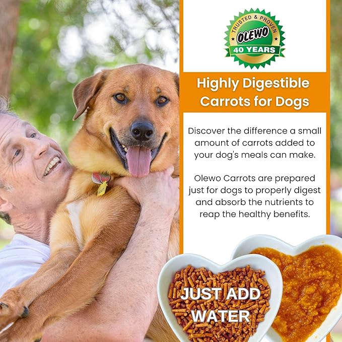Olewo Original Carrots for Dogs ??Fiber for Perfect Poop, Dehydrated Dog Food Toppers for Picky