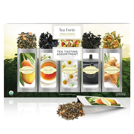 Tea Forte Tea Tasting Assortment Single Steeps Loose Leaf Premium Tea Gift Set Sampler, 15 Count 3