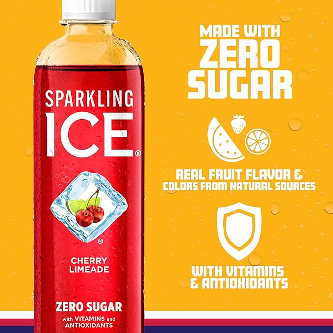 Sparkling Ice, Cherry Limeade Sparkling Water, Zero Sugar Flavored Water, with Vitamins and
