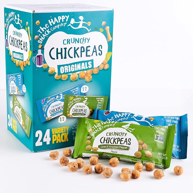 The Happy Snack Company Crunchy Chickpeas Variety Pack 24 x 1 oz ( Sea Salt & Balsamic Vinegar