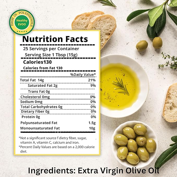 M.G. Pappas Extra Virgin Olive Oil, High Polyphenol EVOO - Cold Pressed & Unfiltered Greek Olive