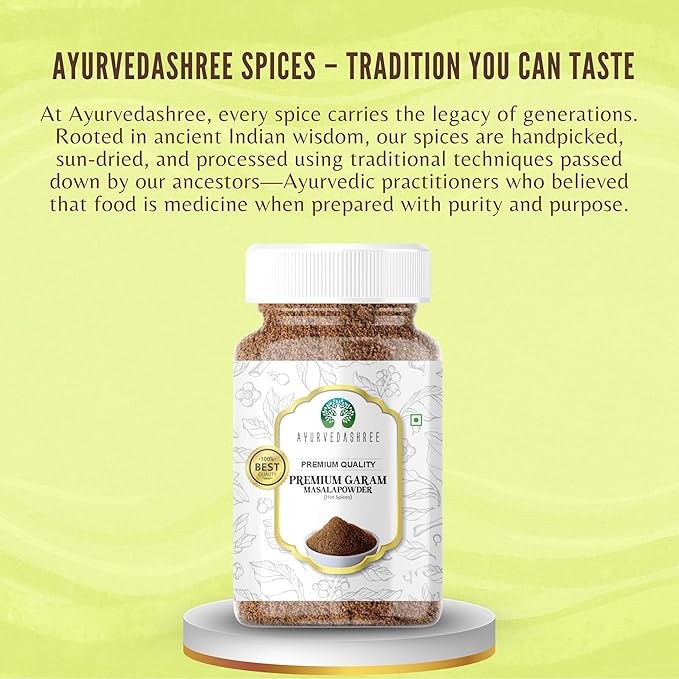 AYURVEDASHREE Premium Garam Masala 100gm PET Jar | All Natural | Salt-Free | Vegan | No Colors |