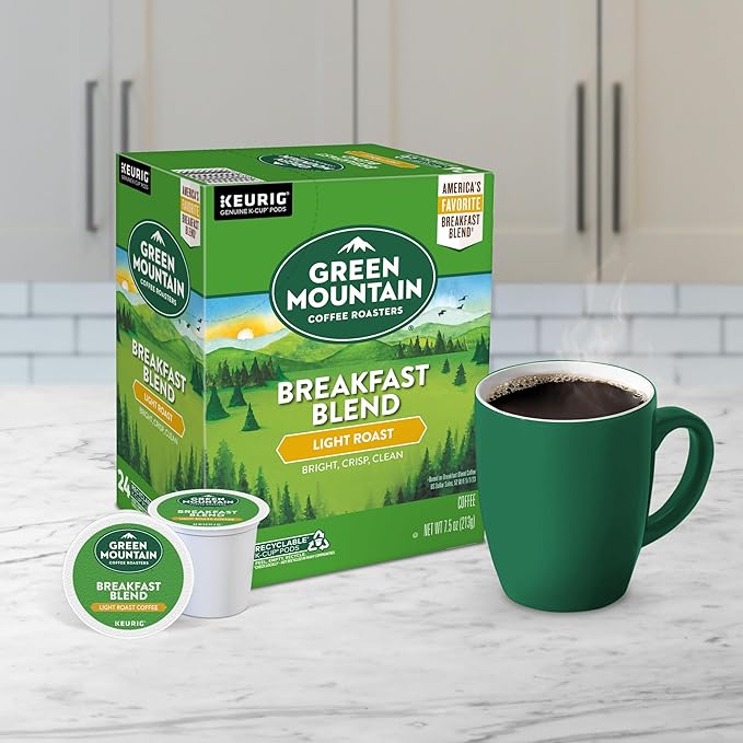 Green Mountain Coffee Roasters Breakfast Blend Single-Serve Keurig K-Cup Pods, Light Roast Coffee