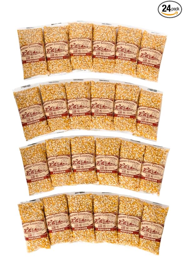 Amish Country Popcorn | 24-4 Oz Bags - Ladyfinger Kernels | Old Fashioned, Non-GMO and Gluten Free