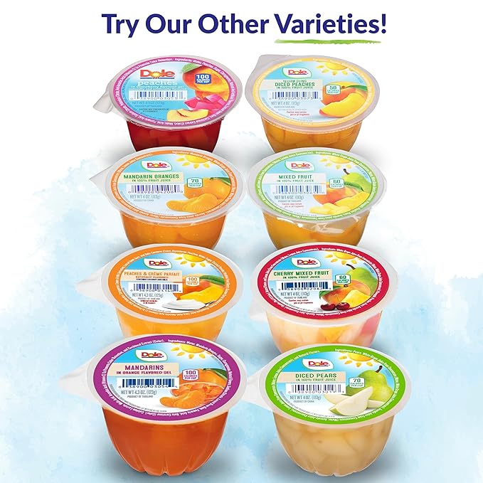 Dole Fruit Bowls Low Fat Peaches & Creme Parfait Snacks, 4.3oz 36 Total Cups, Gluten & Dairy Free
