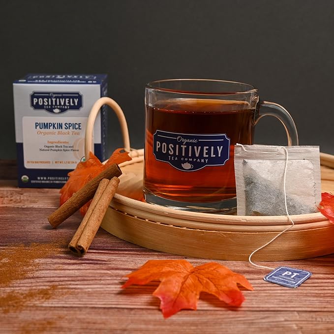 Organic Positively Tea Company, Pumpkin Spice Black Tea Bags, 20 Count