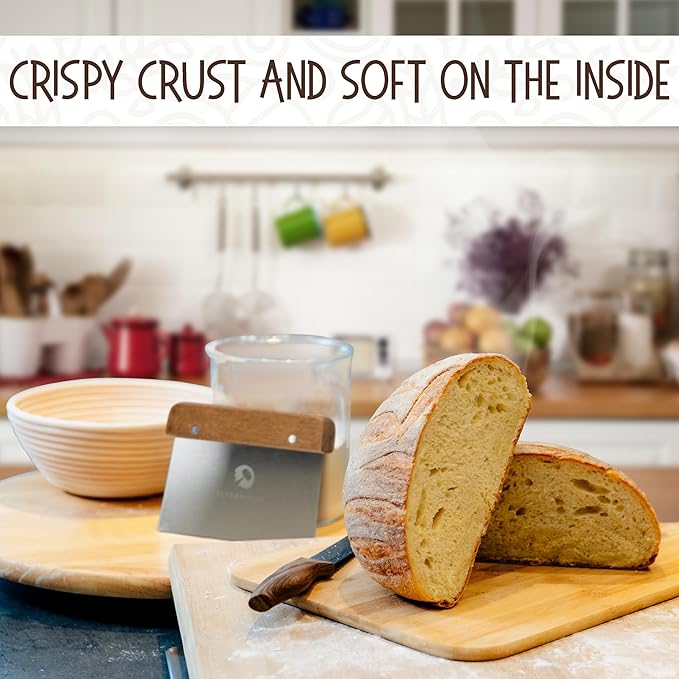 Superbaking 9' Round Banneton Bread Proofing Basket Gift Set??Sourdough Starter Kit for Crusty