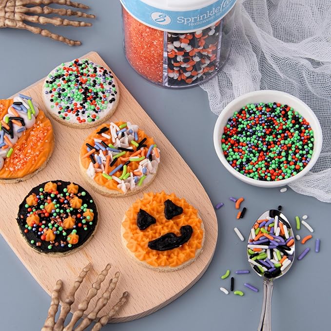Sweets Indeed Halloween 6-Cell Sprinkle Jar ??6 Variety Sprinkle Compartments | Edible Cake