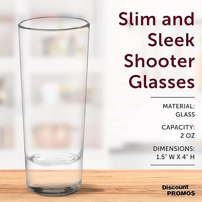 DISCOUNT PROMOS Cordial Shooter Shot Glasses 2 oz. Set of 10, Bulk Pack - Great for Birthdays