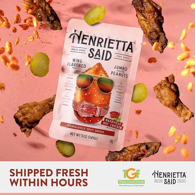 Henrietta Said Wing-Flavored Peanuts - Truly Good Foods Snacking Nuts - Bold Flavors - Savory &