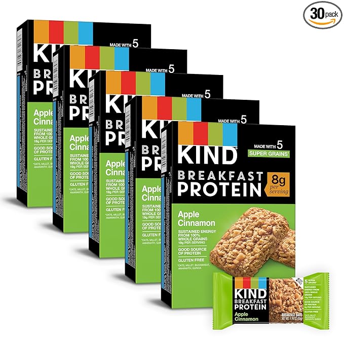 KIND Breakfast Protein, Healthy Snack Bar, Apple Cinnamon, Gluten Free Breakfast Bars, 8g Protein