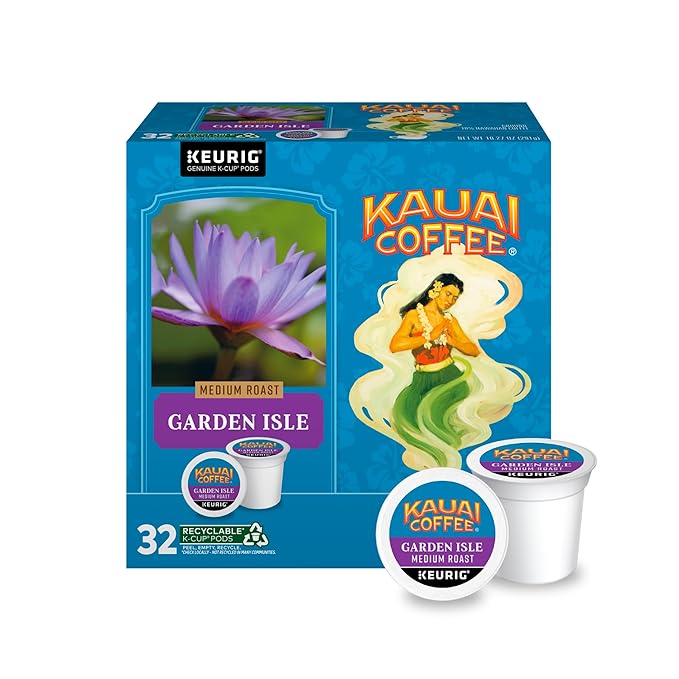 Kauai Coffee K-Cup Pods for Keurig Brewers – Arabica Coffee, 10% Hawaiian – Medium Roast, Bright