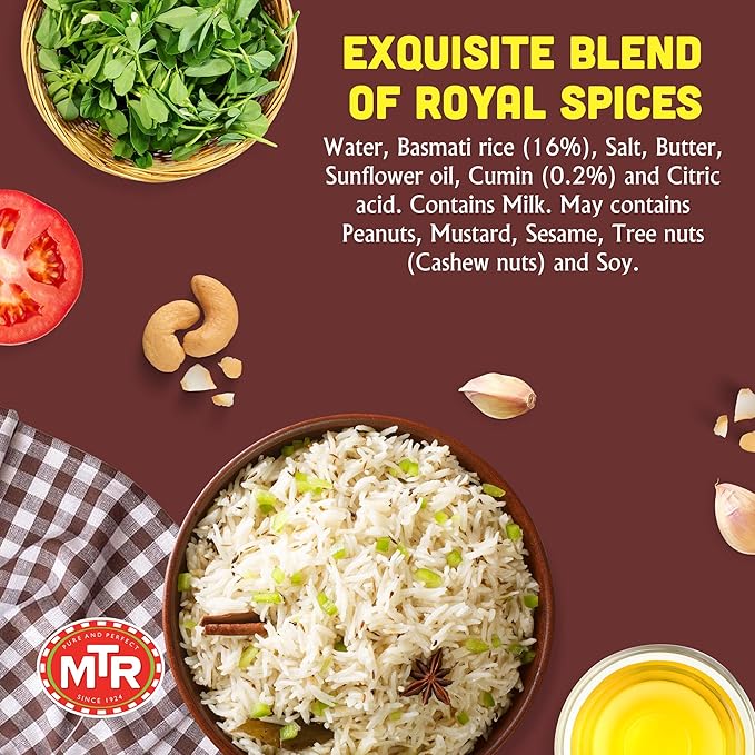 MTR Ready-To-Eat: Jeera Rice - Cumin Rice - Microwavable Rice Packs for Instant Meals - Delicious &