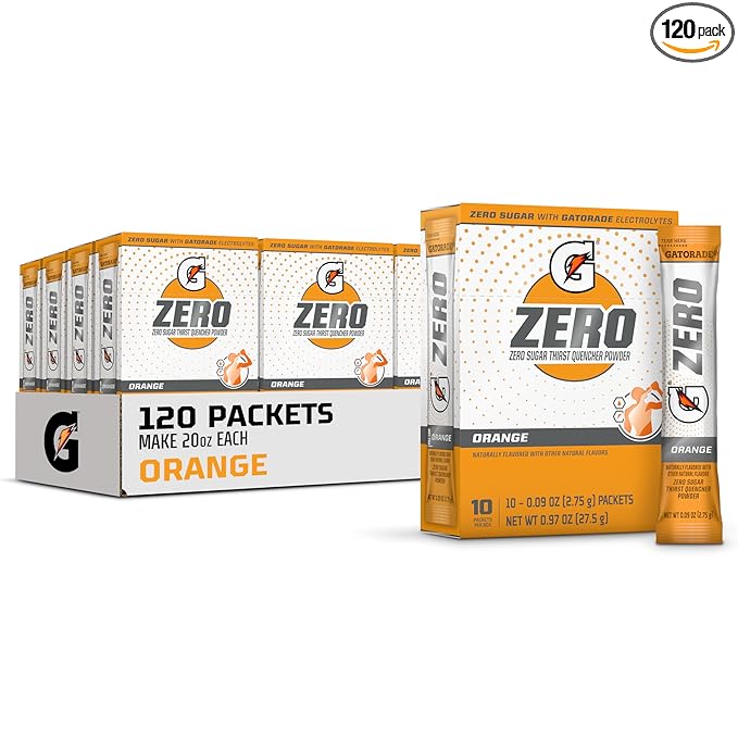 Gatorade G Zero Sports Drink Mix Powder Packets, Orange, Electrolyte Powder Drink Mix for