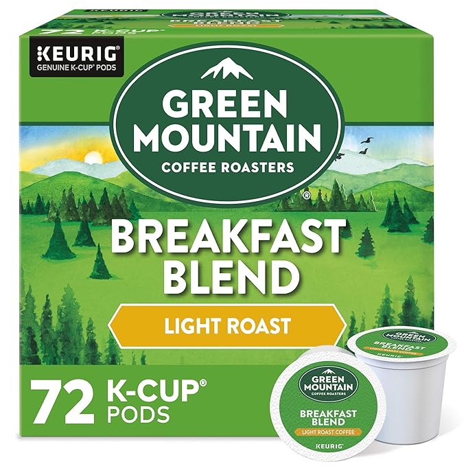 Green Mountain Coffee Roasters Breakfast Blend Single-Serve Keurig K-Cup Pods, Light Roast Coffee
