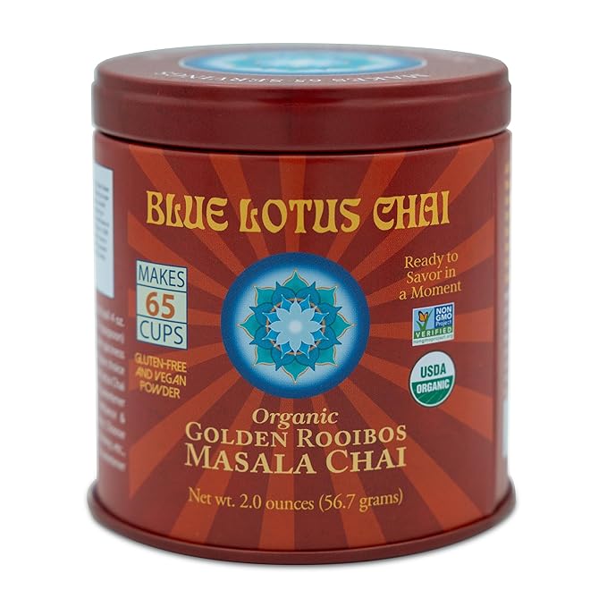 Blue Lotus Chai - Golden Rooibos Flavor Masala Chai - Makes 65 Cups - 2 Ounce Masala Spiced Chai