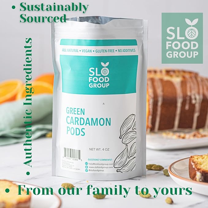 Slofoodgroup Green Cardamom Pods -Natural Cardamom Spice - 4 Oz.