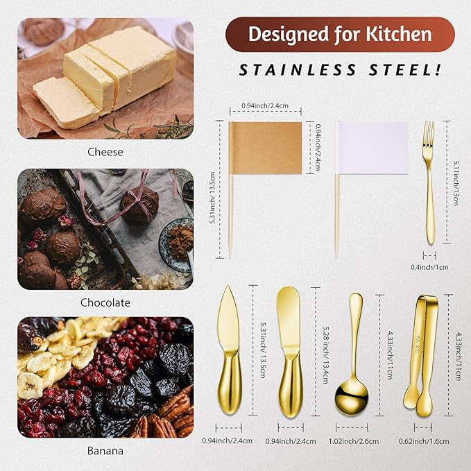 Patelai Charcuterie Board Accessories Cheese Spreader Knife Set Charcuterie Utensils Butter Knife