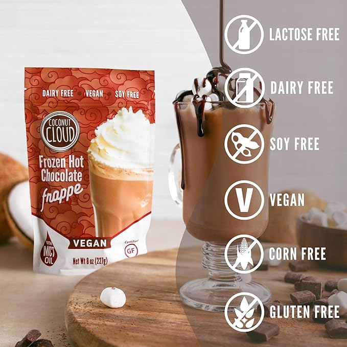 Coconut Cloud Frozen Hot Chocolate | Blended Instant Frappe Iced Cocoa | Add Nut Milk, Ice & Enjoy