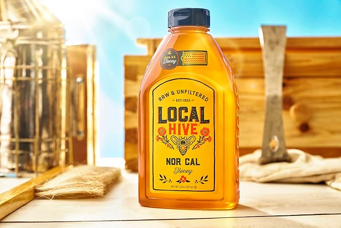 Local Hive North California Raw Unfiltered Honey – 32oz, 100% Pure US Honey, Sourced from American