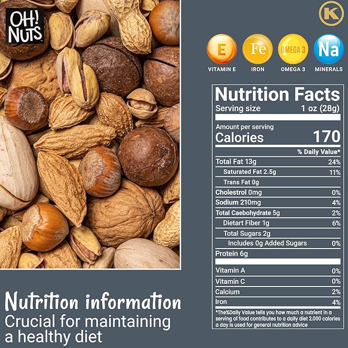 Oh! Nuts Mixed Nuts in Shell - Jumbo Raw Nuts - 2 lb - 100% Natural Mixed Nuts in Shell Assortment