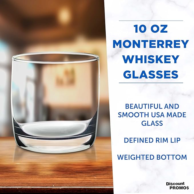 DISCOUNT PROMOS Whiskey Glasses 10 oz Set of 10, Bulk Pack - Heavy Base Old Fashioned Glass